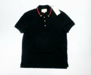 キングラムfhi☆GUCCI PATCHED POLO 453865 グッチ メンズ ポロシャツ 紺色 タグ付き 【中古】