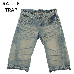 RATTLE TRAP メンズビギ 春夏 鬼ヒゲ加工★ カットオフ　ハーフ ショート デニム パンツ ジーンズ Sz.2　メンズ　C4B03013_7#P