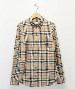 R158★美品 BURBERRY バーバーリー ノヴァチェック柄 長袖 シャツ ブラウス 38 ベージュ 8022284 裏アイコンストライプ ノバチェック