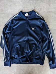 80s adidas ヴィンテージ ATP型 ジャージ トラックジャケット 紺 L USA製 アメリカ イギリス 英国 フランス 60s 70s ネイビー 青アーカイブ