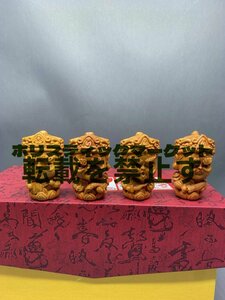 新品 精密細工 四天王 四天王立像 四天王像 一式 仏像木彫 希少 仏教 美術品 工芸品 仏師で仕上げ品