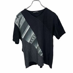 美品　ISSEY MIYAKE MEN イッセイミヤケ　メンズ　ブラック 素材切り替え　半袖 Tシャツ カットソー トップス