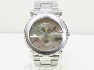 S603-N42-149★ GUCCI グッチ 101J シルバーカラー デイト メンズ クオーツ 腕時計 不動 現状品3★