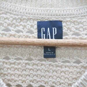 ◇ ⊇ GAP かぎ編み 長袖 ニット サイズL クリーム レディース E