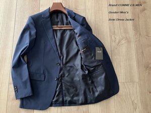 新品 COMME CA MEN コムサメン ポリエステルドビークロス ブロックチェック ジャケット 09ネイビー SS(XS)サイズ 04GA04 定価61,600円