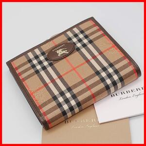 正規品 バーバリーロンドン Burberry LONDON 財布 Bifold wallet チェック Check ホース Horse 騎士ロゴ Knight がま口 Authentic Mint