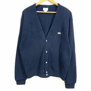 ■ 80s 80年代 ビンテージ IZOD LACOSTE アイゾット ワンポイントロゴ アクリル ニット カーディガン サイズM ネイビー アメカジ ■