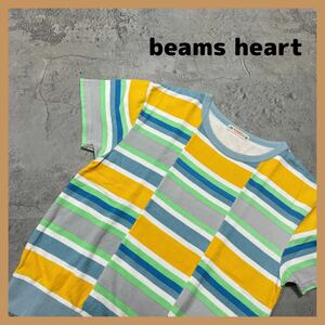 ビームスハート パッチワークTシャツ 半袖スエットTシャツ 薄手の上質素材 beams heart ユニセックス 男女 半袖シャツ 玉FL1122