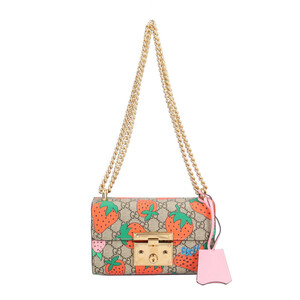 グッチ いちご GGスプリーム ショルダーバッグ GGスプリームキャンバス 409487 ベージュ レディース GUCCI 中古 美品