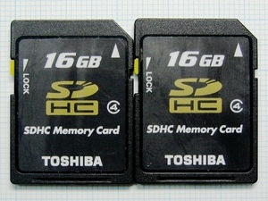 ★TOSHIBA ＳＤＨＣメモリーカード １６GB ２枚 中古★送料８５円・１８５円