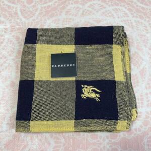 【麻混】新品/BURBERRY/タオルハンカチ/正規品/バーバリー/未使用/即決あり/匿名発送/日本製/ノバチェック/ハンドタオル/黄色/ホースマーク