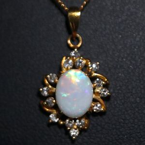 JEWELRYMAKI(ジュエリーマキ)ソ付き!!1円〜!!▲K18天然ホワイトオパール/天然ダイヤモンドネックレス▲J 約3.7g 約40.0cm DA0/DB0 C62