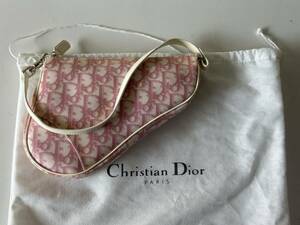 H211◆Christian Dior ディオール◆サドルバッグ トロッター ショルダー ピンク MC1003 ポーチ 16×21×5cm 保存袋 オールド ビンテージ