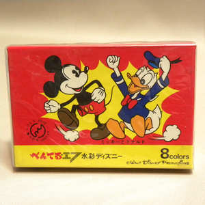 【未開封 新品】1970年代 当時物 ぺんてる ディズニー エフ水彩 絵の具 8色 (古い 昔の ビンテージ 昭和レトロ 文房具 文具 ミッキーマウス