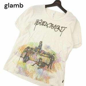 glamb グラム 春夏 伝説のロックミュージシャン★ プリント★ 半袖 クルーネック カットソー Tシャツ Sz.2　メンズ 白　C4T05460_6#D