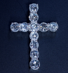 F2659【CROSS】クロス 美しい天然大粒ダイヤモンド３．４３ct 最高級Pt900無垢クロストップ 重量4.49g 幅31.2×22.3mm