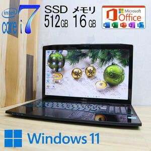 ★中古PC 最上級4コアi7！新品SSD512GB メモリ16GB★AH77/K Core i7-3632QM Webカメラ Win11 MS Office2019 Home&Business★P71707