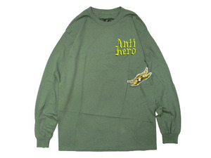 新作☆最安 ANTIHERO アンタイヒーロー CHRIS LINDIG デザイン TEMINAL VELOCITY L/S T-SHIRTS MilitaryGreen SIZE:L.アンチヒーロー.