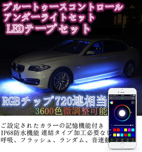 led ブルートゥース　アンダーライト セット LED素子数720　RGB　LEDテープライト サイドシル ドアシル ボディサイド 車 イルミネーション