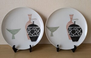 SC JAPAN 三郷陶器 絵皿 2枚まとめて 昭和レトロ Sango 飾皿 平皿 大皿 磁器 ハンドペイント ヴィンテージ 