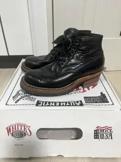 【新古品】WHITES BOOTS 黒 レザー 8E　セミドレス　カスタム