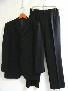 f6369-6 美品★タケオキクチ TAKEO KIKUCHI 3B ブラックウールスーツ 1