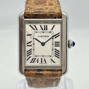 K139-H11-1991◎ Cartier カルティエ タンクソロ メンズ腕時計 2針 274618 PL 2716 SS 革ベルト ステンレス スチール