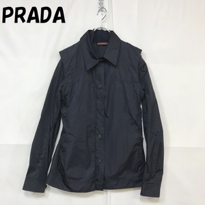 【人気】PRADA / プラダ ナイロンジャケット 3way ベスト ロゴマーク ネイビー サイズTg.40 イタリア製 Art.108269 レディース/S3443