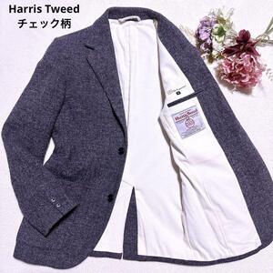 美品【至高の逸品】Harris Tweed ハリスツイード Ha-Ha apartment テーラードジャケット チェック柄 ツイード ウール100% 2B グレー