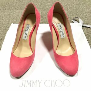 未使用品【ジミーチュウ】本物 JIMMY CHOO 靴 24.5cm パンプス カジュアルシューズ ピンク スエード 女性用 レディース イタリア製 37 1/2