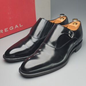 GQ8942//*リーガル/REGAL*115R/メンズ/サイドモンクストラップ/プレーントゥ/レザーシューズ/革靴/黒/ブラック