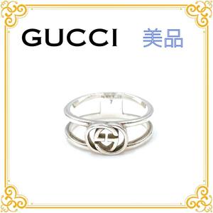 GUCCI グッチ インターロッキングG リング シルバー レディース メンズ 指輪 高級 オープンG SV925 アクセサリー 小物 おしゃれ 美品 