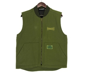 ウェステッドユース Wasted Youth × ブラックアイパッチ THE BlackEyePatch 21SS 【 VEST Olive 】 ロゴ 刺繍 ジップアップ ベスト　h1853