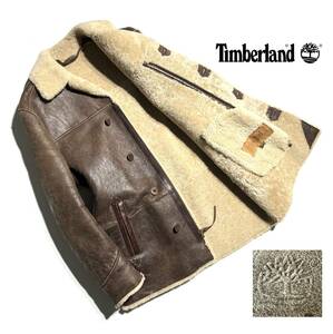 美品【定価20万】Timber Land ティンバーランド ムートンコート S(日本サイズM〜L) メンズ 羊革 ジャケット【冬の最強アウター】ロゴ ボア