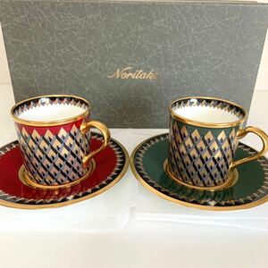 未使用 ノリタケ デミタス カップ＆ソーサー 2客セット 金彩 スタジオコレクション ボーンチャイナ アンティーク Noritake 保管品