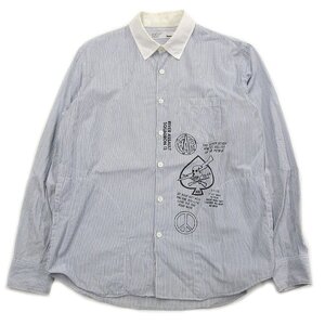 09aw NEIGHBORHOOD ネイバーフッド BARMY/C-SHIRT.LS ストライプシャツ S ブルー×ホワイト