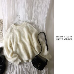 1.3万☆ユナイテッドアローズ/BEAUTY & YOUTH☆モヘヤブレンド クルーネックラグランスリーブニット☆M-S 0132