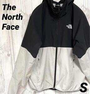 THE NORTH FACE　ノースフェイス　フーディーナイロンジャケット　メンズSサイズ ジャンバー　白黒　ブランドロゴ　USA　アメリカ