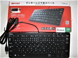 ★中古品 BUFFALO バッファロー USB接続有線キーボード BSKBU300BK テンキーレスで省スペース コンパクトキーボード パンタグラフ 80キー★