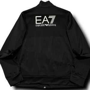 美品/ XXLサイズ EMPORIO ARMANI エンポリオアルマーニ ブルゾン ジャケット EA7 イーグルロゴ ロゴファスナー ブラック 黒