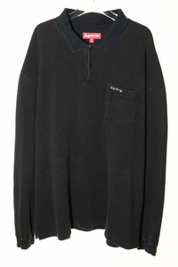 シュプリーム SUPREME 23AW THERMAL L/S POLO SHIRT BLACK XL サーマル ポロシャツ ロゴ 長袖 ブラック 【ブランド古着ベクトル】☆AA★241