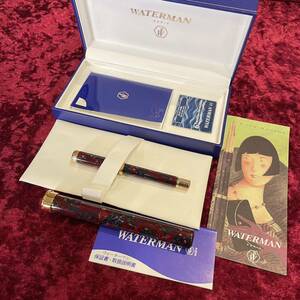 美品 希少 WATERMAN ウォーターマン LADY AGATHE マーブル模様 万年筆 ペン ケース付き