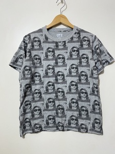 ★ UT UNIQLO カートコバーン 総柄 グラフィックプリント 半袖 Tシャツ グレー S カート・ドナルド・コバーン Music Icons