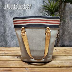 BURBERRY バーバリー トートバッグ キャンバス レザーハンドル