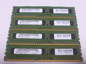 メモリ デスクトップ用 1.5V Micron ECC DDR3-1600E PC3-12800E 4GBx4枚 合計16GB 起動確認済みですが一応ジャンク品扱いです①