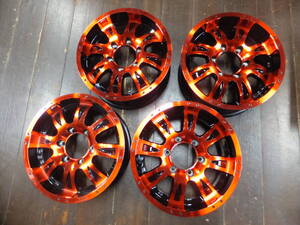 【美品！！】ハイエース 200系 16×6.5J ET35 PCD139.7 6穴 ハブ系 108㎜ 4本セット ブラック/レッド 個人宅発送不可 赤/黒 