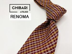 【超美品】RENOMA　レノマ　チェック柄 ネクタイ 3本以上 送料無料 メンズ ブラウン　1103244