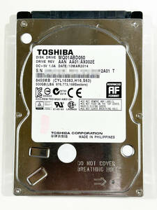 【J-558】■送料無料■ 中古 TOSHIBA HDD500GB 2.5インチ 厚さ9.5mm 動作保証品
