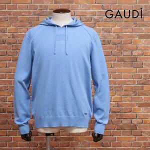 24AW/GAUDI/Lサイズ/ニット パーカー カシミヤ混ハイゲージ 無地 シンプル ベーシック プルオーバー 新品/青/ブルー/ja217/