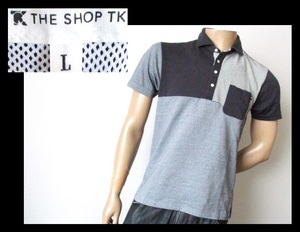 【087-139】THE SHOP TK★半袖異素材ポロシャツ/Lサイズ